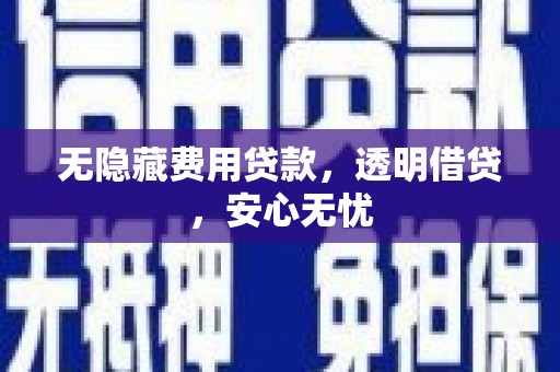 清水河无隐藏费用贷款，透明借贷，安心无忧