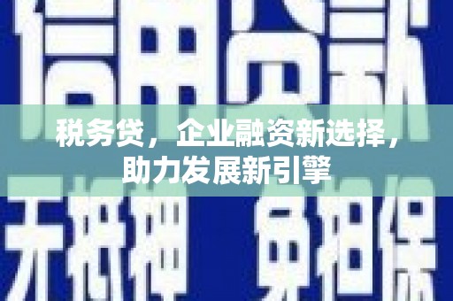 清水河税务贷，企业融资新选择，助力发展新引擎