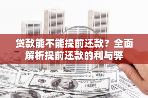 清水河贷款能不能提前还款？全面解析提前还款的利与弊