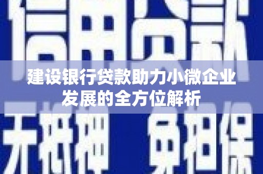 清水河建设银行贷款助力小微企业发展的全方位解析