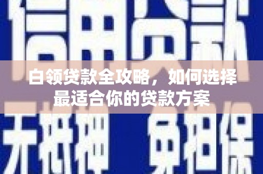 清水河白领贷款全攻略，如何选择最适合你的贷款方案